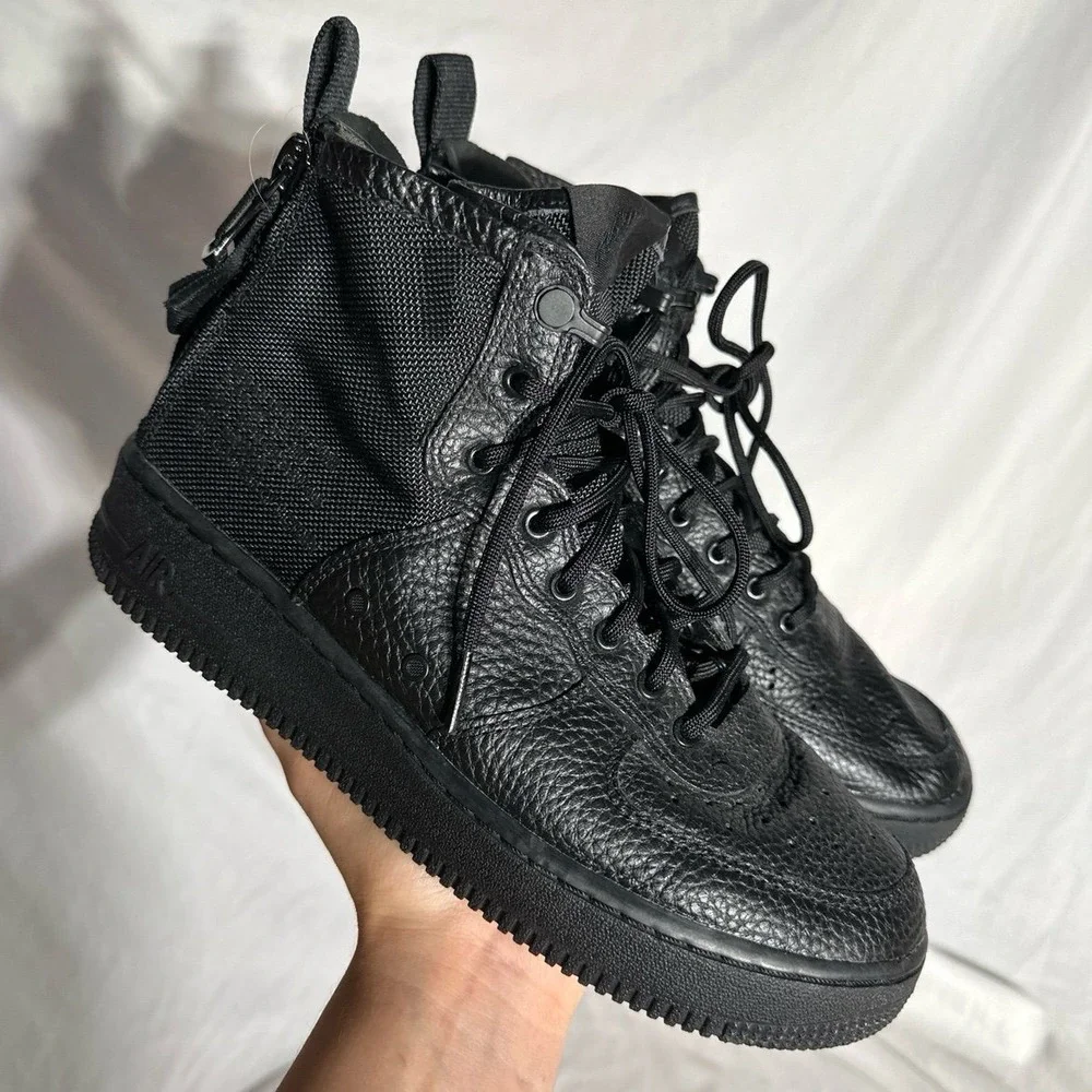 Nike Air Force 1 Mid Slit Black - Woman's 8 - Good Like New Condition